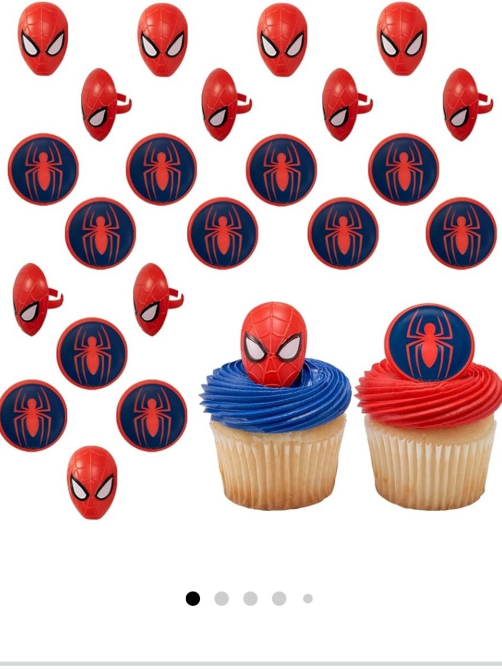 Spider-Man Cupcake Rings and Toppers - Red & Blue 24 pack new